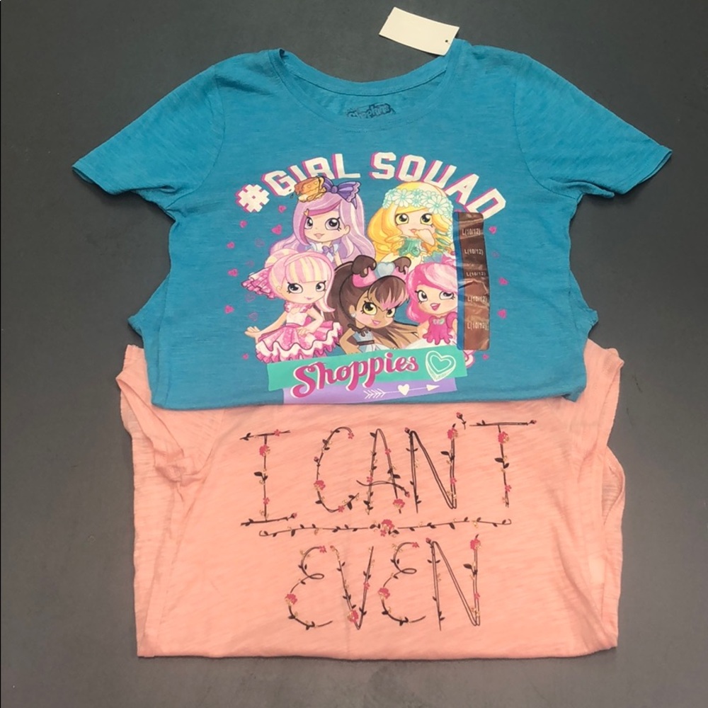 New lot of 2 girls size Large 10/12 t-shirts